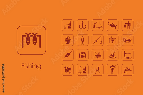Set of fishing simple icons