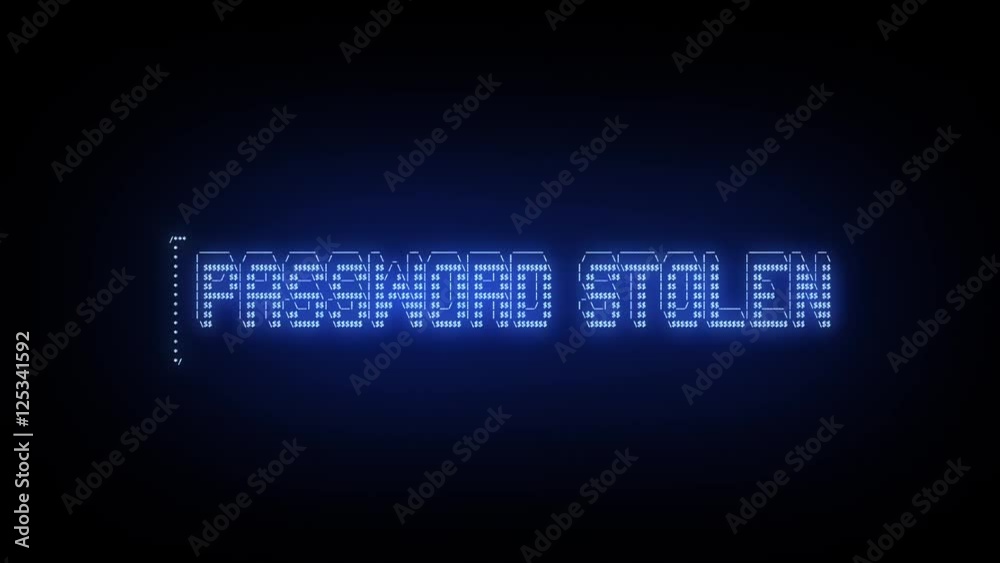ASCII Text Reveal PASSWORD STOLEN Digital Blue ASCII Text Reveal PASSWORD STOLEN Digital Blue