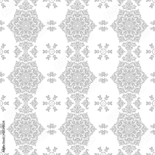 Seamless classic vector light silver pattern. Traditional orient ornament