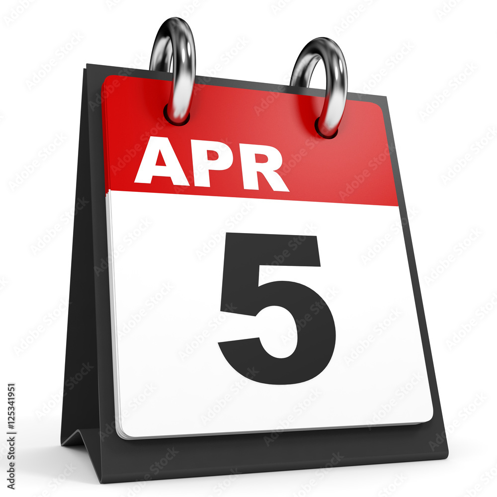 April 5. Calendar on white background. April 5. Calendar on white background.