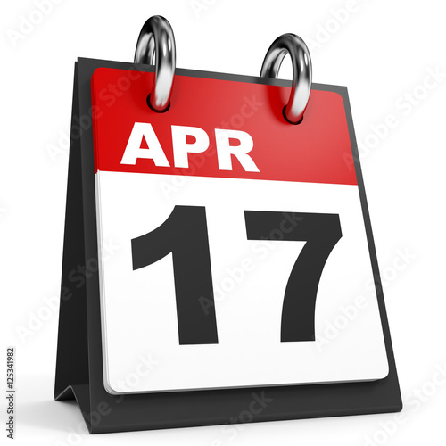 April 17. Calendar on white background.