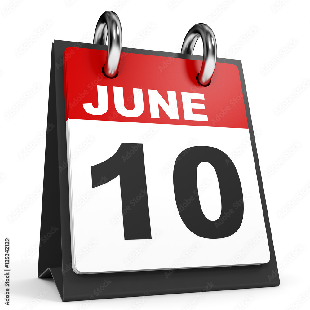 June 10. Calendar on white background. June 10. Calendar on white background.