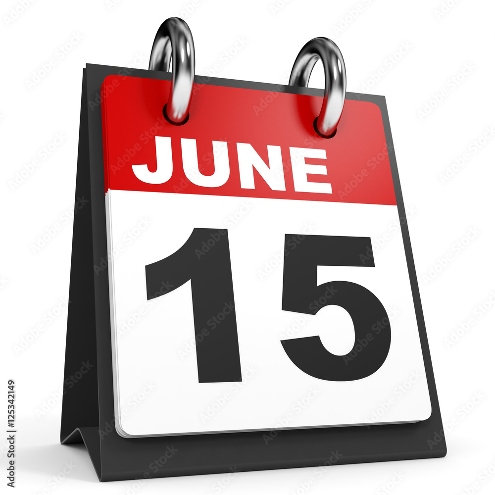June 15. Calendar on white background. June 15. Calendar on white background.
