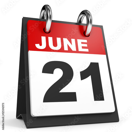 June 21. Calendar on white background.