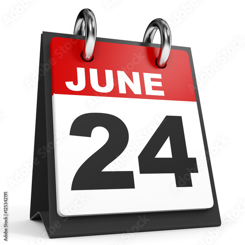 June 24. Calendar on white background.