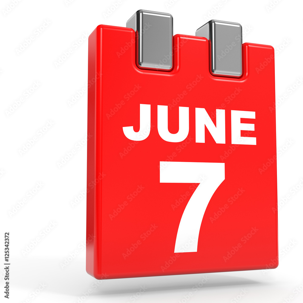 June 7. Calendar on white background. June 7. Calendar on white background.