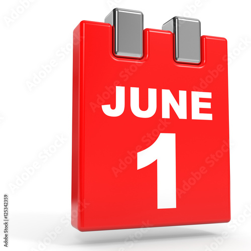 June 1. Calendar on white background.