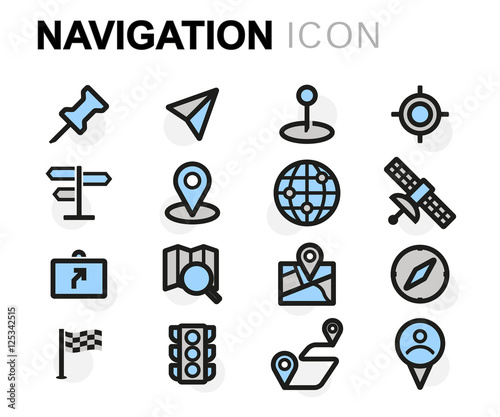 Vector flat line navigation icons set