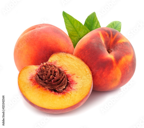 Peach with leaves