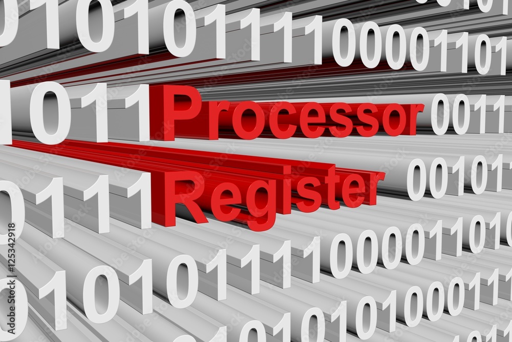 Processor register in a binary code 3D illustration