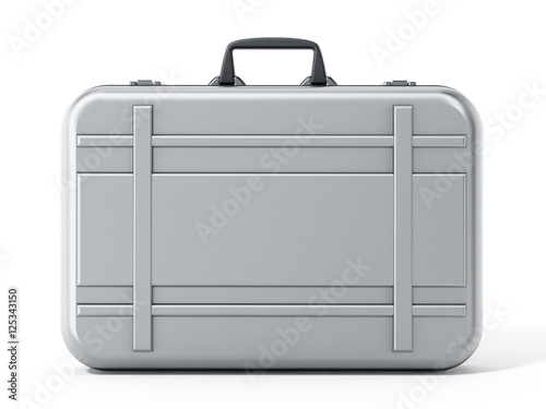 Metal briefcase isolated on white background. 3D illustration
