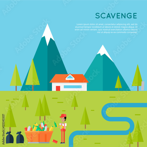 Scavenge Concept Vector in Flat Style Design.