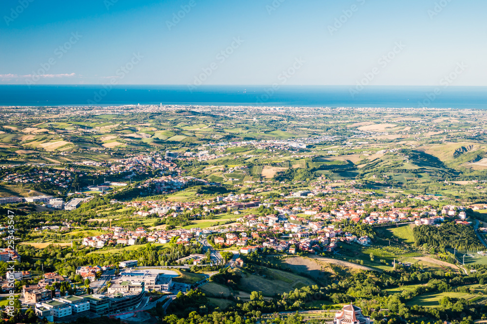 Adriatic Sea view and San Marino landscape