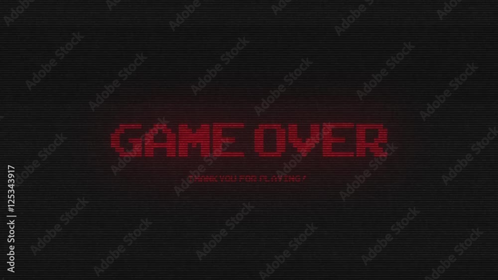 GAME OVER RETRO ARCADE TEXT GLITCH DARK RED