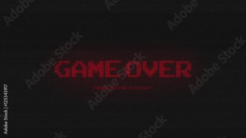 GAME OVER RETRO ARCADE TEXT GLITCH DARK RED