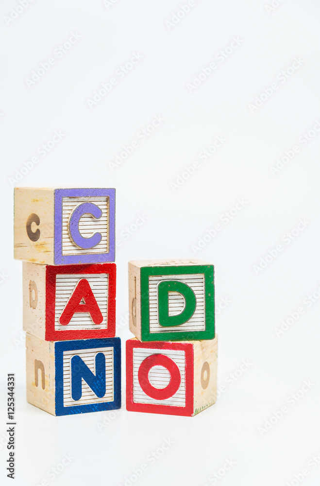 CAN DO word wooden block arrange in vertical style on white background and selective focus CAN DO word wooden block arrange in vertical style on white background and selective focus