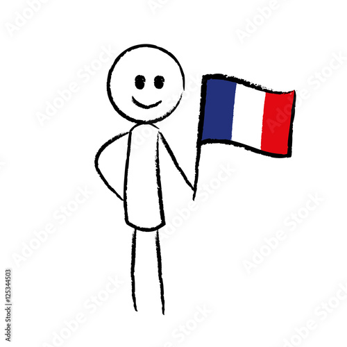 Person mit Flagge Frankreich