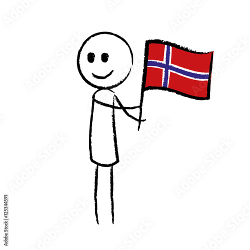 Person mit Flagge Norwegen