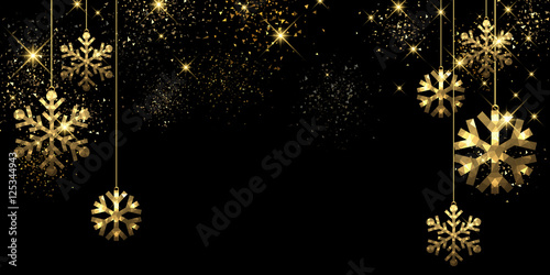 Christmas black background with snowflakes.