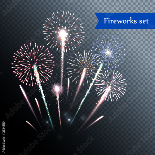 Set of isolated vector fireworks