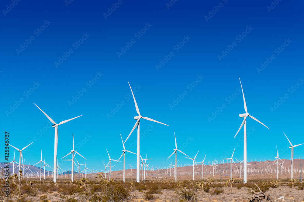 Windfarm landscape with a wind turbines in California USA Windfarm landscape with a wind turbines in California USA