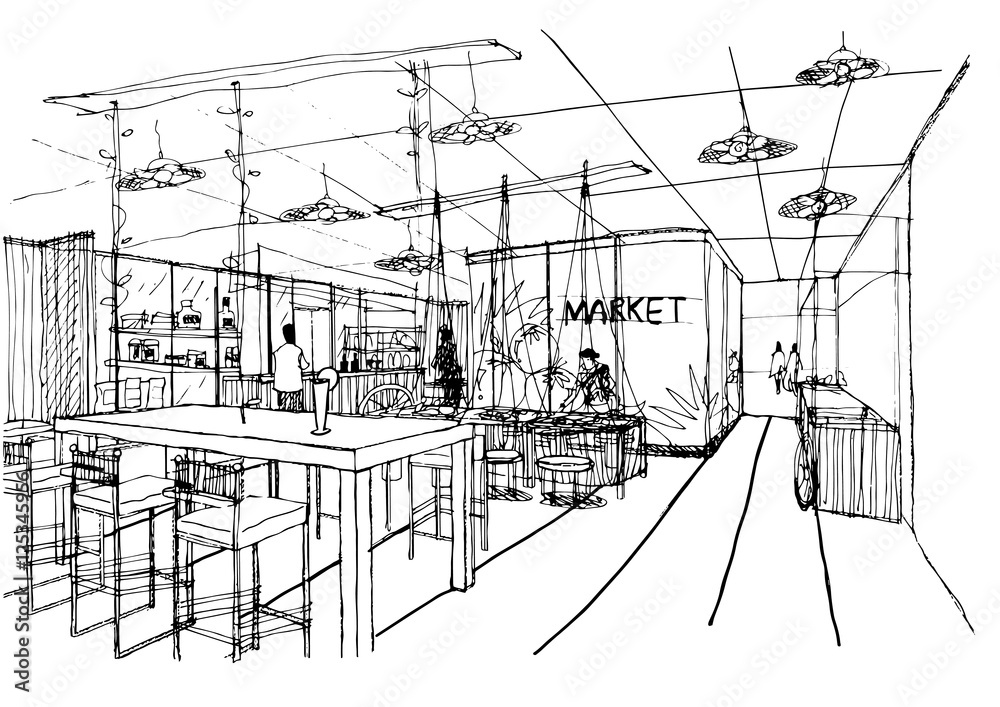 Concept Drawing of a Coworking Space. (Indoor View) by Monica Rief on  Dribbble