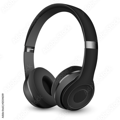 vector black music headphones