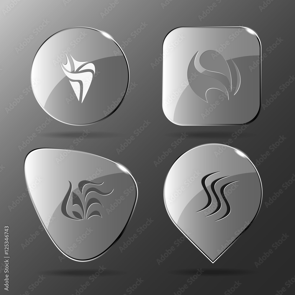 4 images of unique abstract forms.Glass buttons. Vector illustra 4 images of unique abstract forms.Glass buttons. Vector illustra