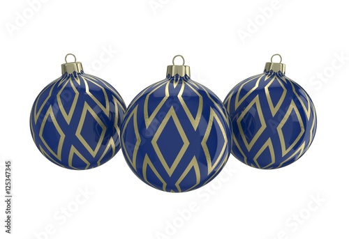 Blue and gold decorative Christmas balls. Isolated New Year image.