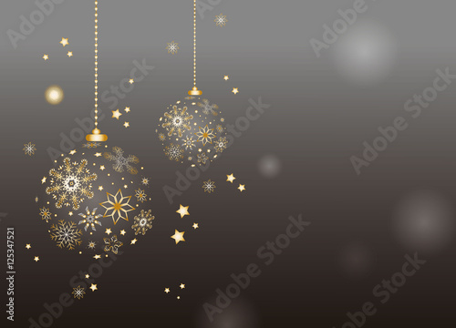 weihnachtlicher Hintergrund mit zwei Weihnachtskugeln Gold und Grau