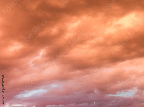 Colourful skyscape with versicolored clouds at sunset dusk