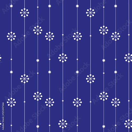 blue christmas snowflakes lines seamless pattern