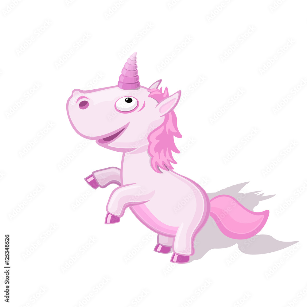 Funny cartoon unicorn vector illustration. Flying animal concept Funny cartoon unicorn vector illustration. Flying animal concept