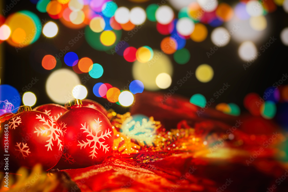 Christmas balls on a blur background