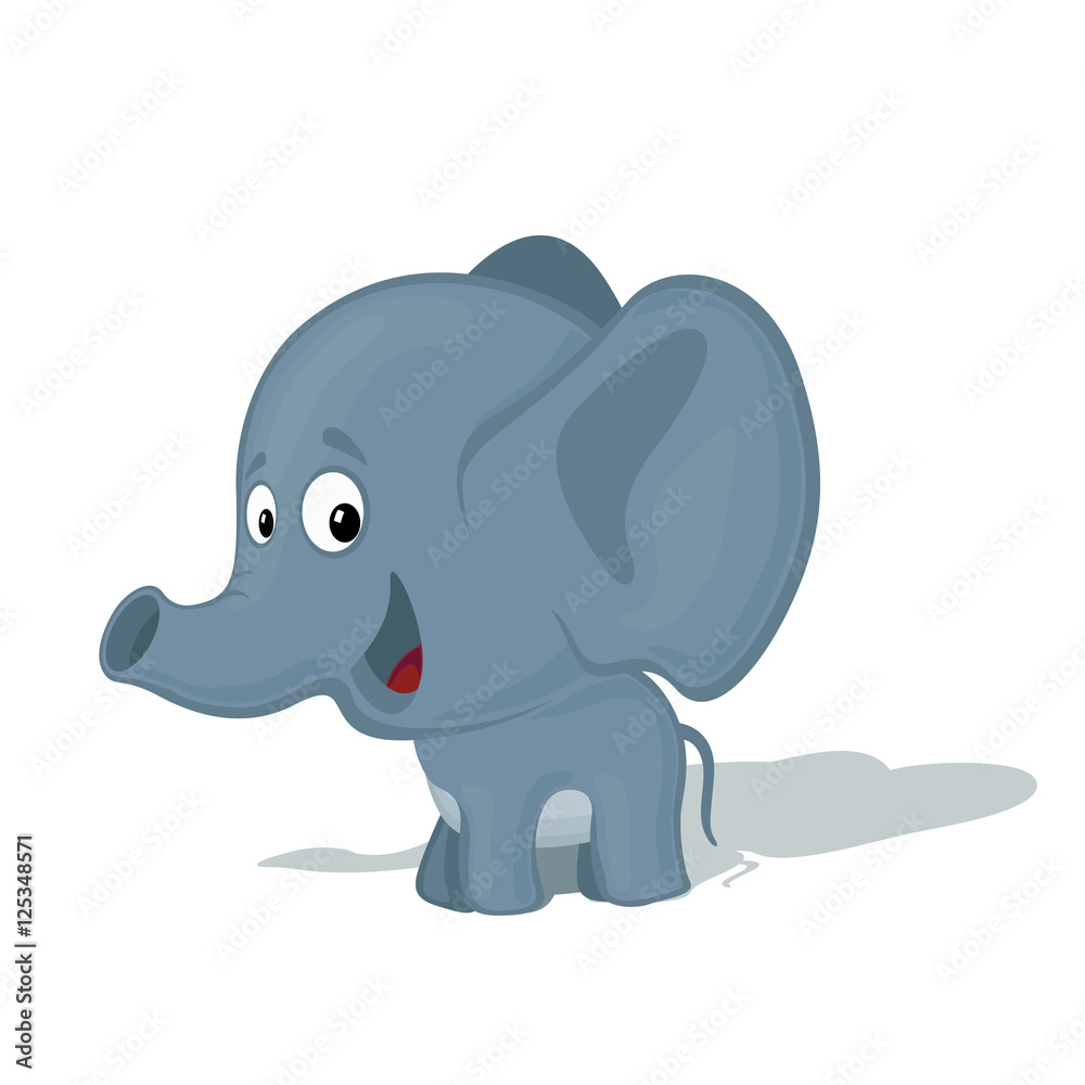 Funny cartoon elephant vector illustration. Animal Zoo concept