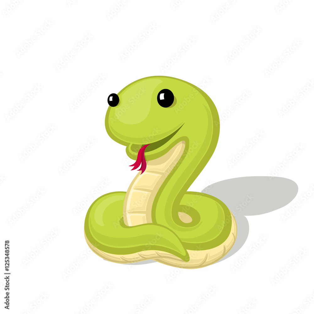 Funny cartoon snake vector illustration. Animal Zoo concept. Stock Vector |  Adobe Stock