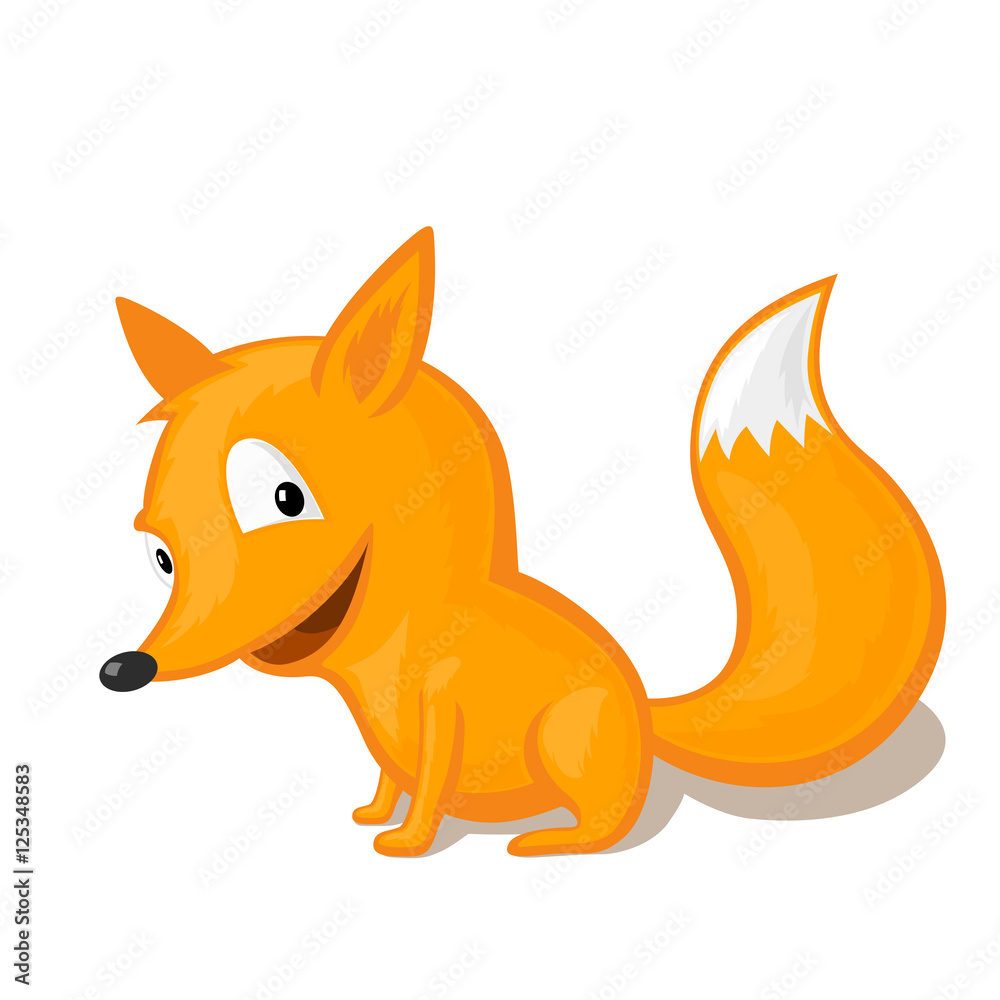 Fototapeta premium Funny cartoon fox vector illustration. Animal Zoo concept.