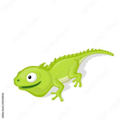 Funny cartoon chameleon vector illustration. Zoo reptile concept