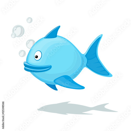 Funny cartoon fish with air bubble vector Underwater Zoo concept