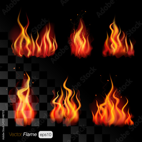 Realistic Logo fire flames background vector Burning template