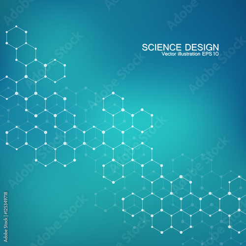 Structure molecule of DNA and neurons. Structural atom. Chemical compounds. Medicine, science, technology concept. Geometric abstract background. Vector illustration for your design.