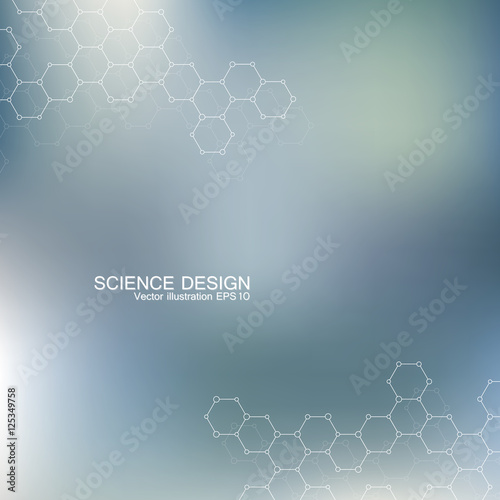 Structure molecule of DNA and neurons. Structural atom. Chemical compounds. Medicine, science, technology concept. Geometric abstract background. Vector illustration for your design.