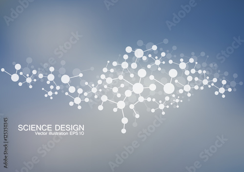 Structure molecule of DNA and neurons. Structural atom. Chemical compounds. Medicine, science, technology concept. Geometric abstract background. Vector illustration for your design.