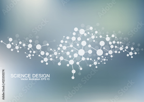 Structure molecule of DNA and neurons. Structural atom. Chemical compounds. Medicine, science, technology concept. Geometric abstract background. Vector illustration for your design.