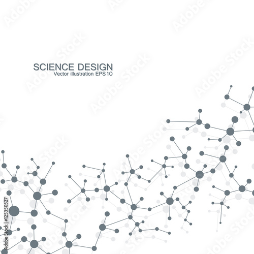 Structure molecule of DNA and neurons. Structural atom. Chemical compounds. Medicine, science, technology concept. Geometric abstract background. Vector illustration for your design.