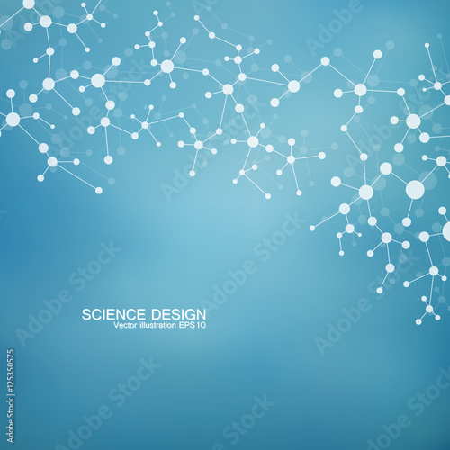 Structure molecule of DNA and neurons. Structural atom. Chemical compounds. Medicine, science, technology concept. Geometric abstract background. Vector illustration for your design.