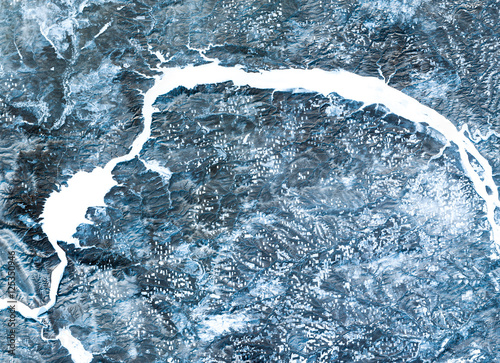 Fototapeta Naklejka Na Ścianę i Meble -  Angara river (winter) from Landsat satellite. Elements of this image furnished by NASA