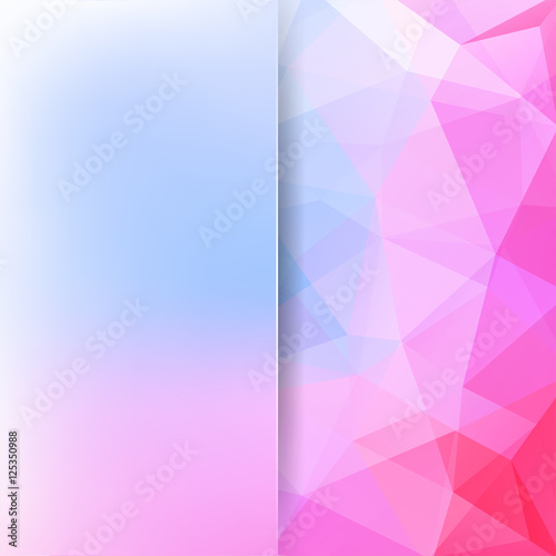 Geometric pattern, polygon triangles vector background in pink and blue tones. Blur background with glass. Illustration pattern
