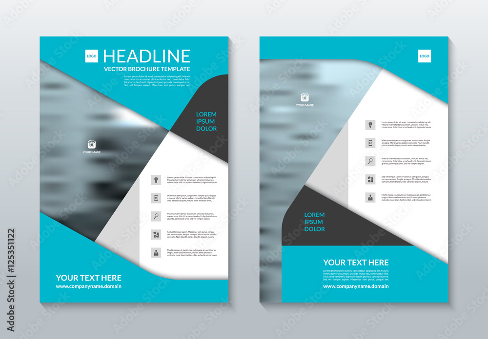 Blue annual report brochure layout template. A4 size. Front and back