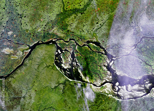Ob river  from Landsat satellite. Elements of this image furnished by NASA
